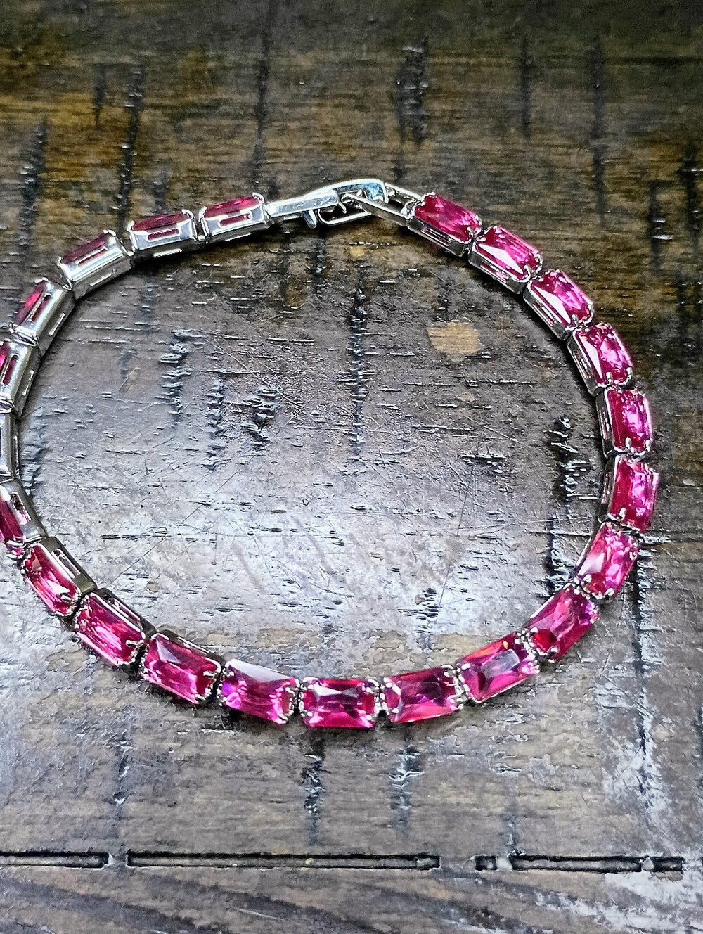 New Reddish-Pink CZ Stones Tennis Bracelet - Elegant Women’s Jewelry